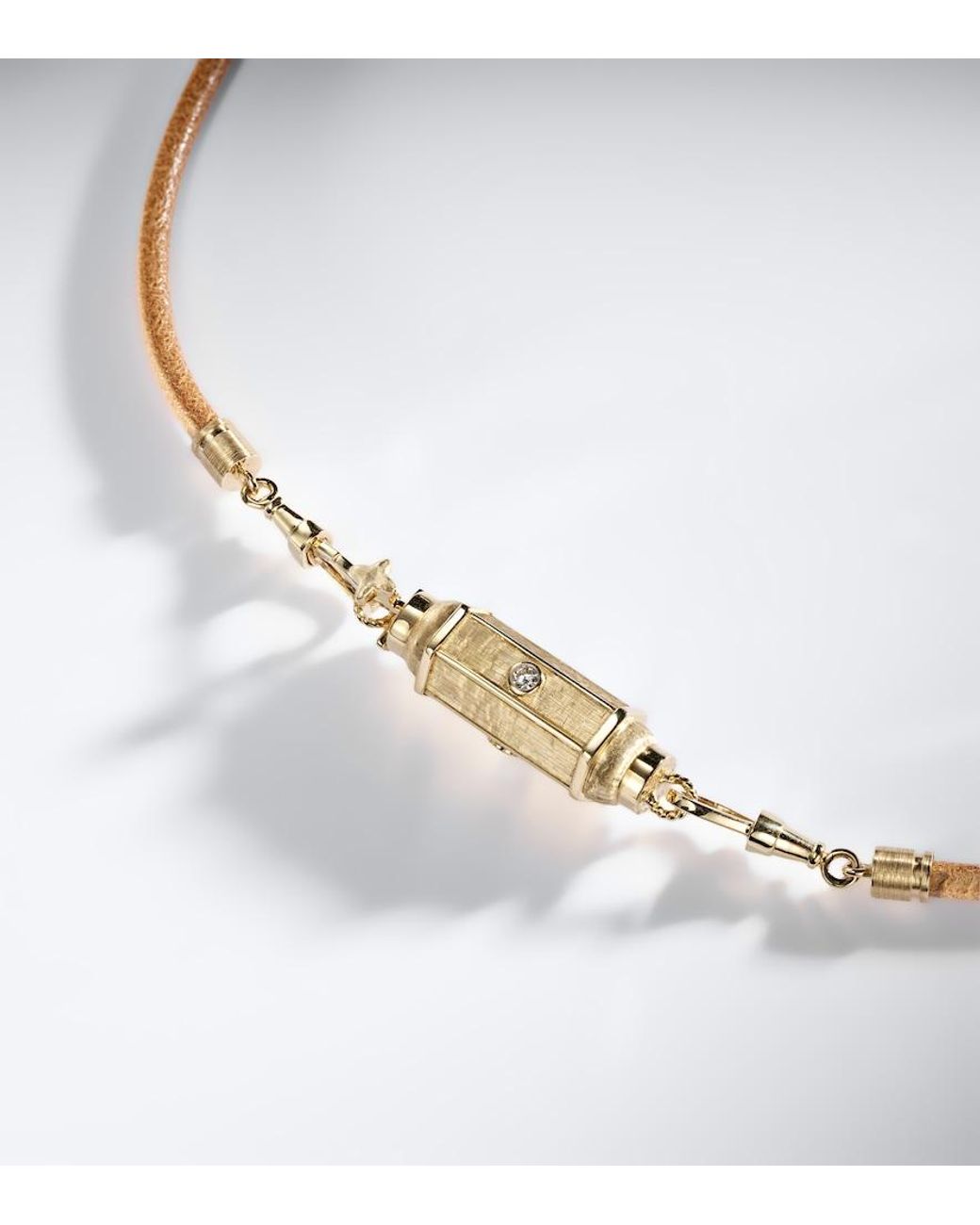 Marie Lichtenberg Metallic 18Kt And Leather Pendant Necklace With Diamonds