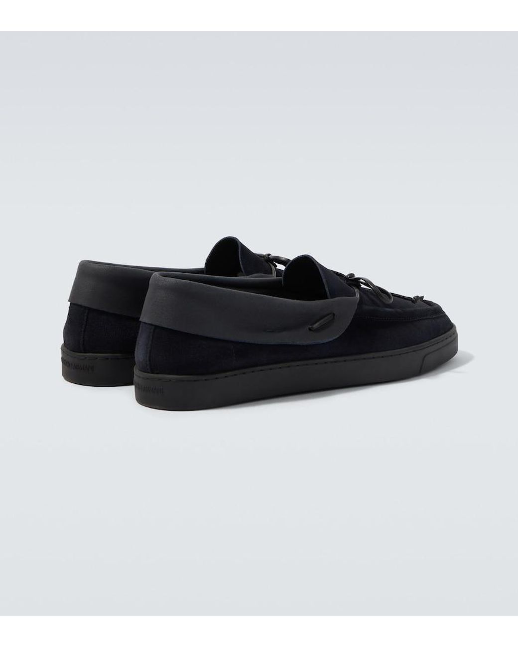 Giorgio Armani Black Suede Loafers for men