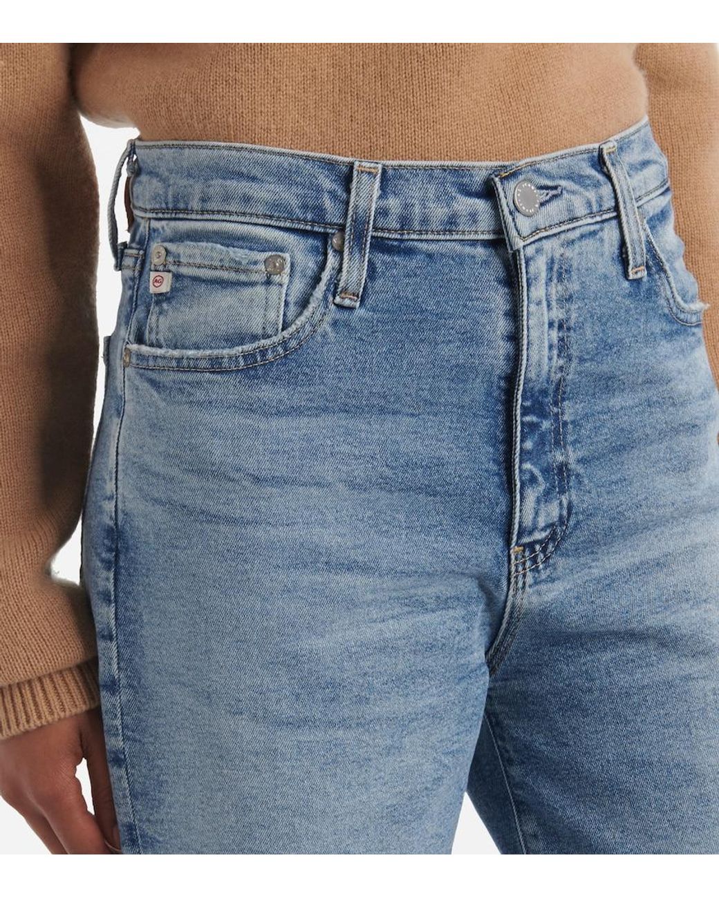 AG Jeans Blue Kora High-Rise Wide-Leg Jeans