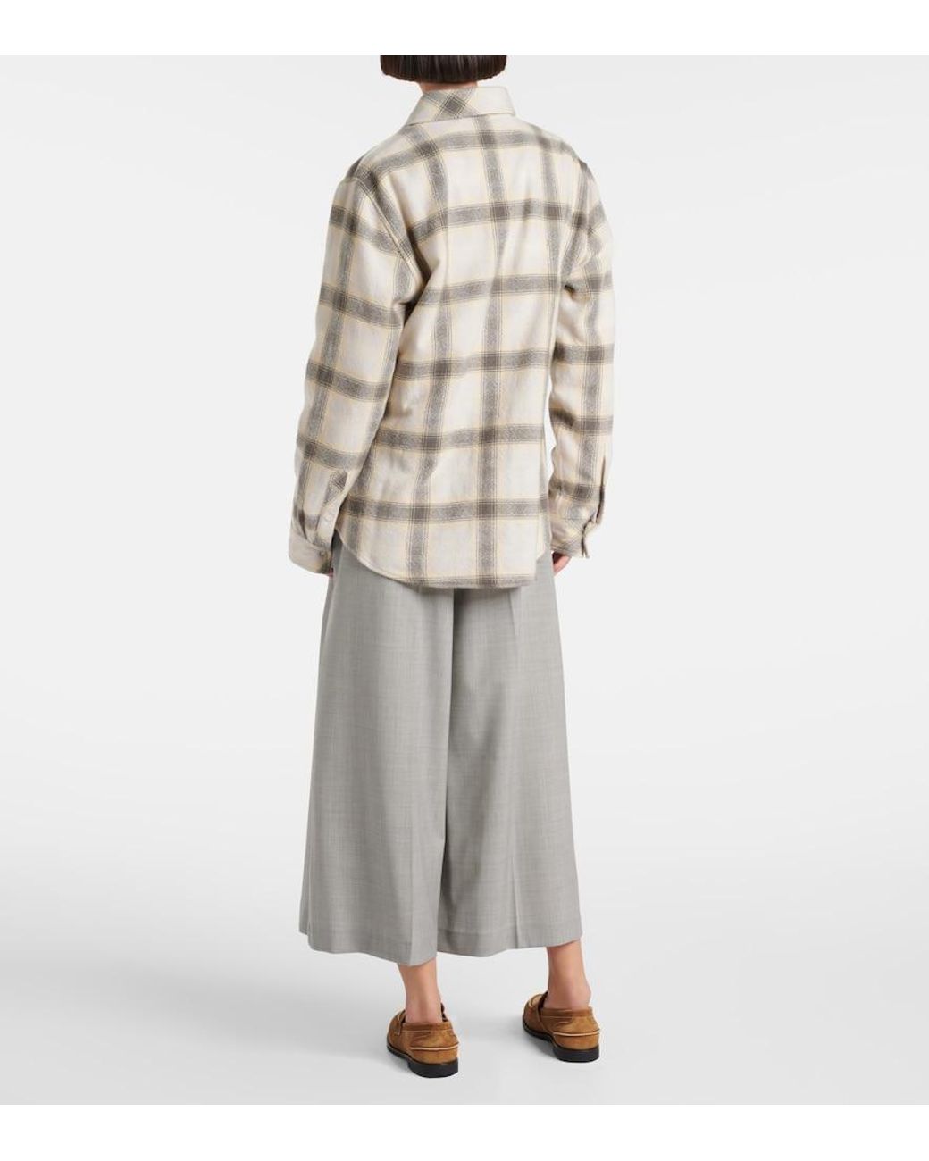 God's True Cashmere Natural Moon Plaid Cashmere Shirt