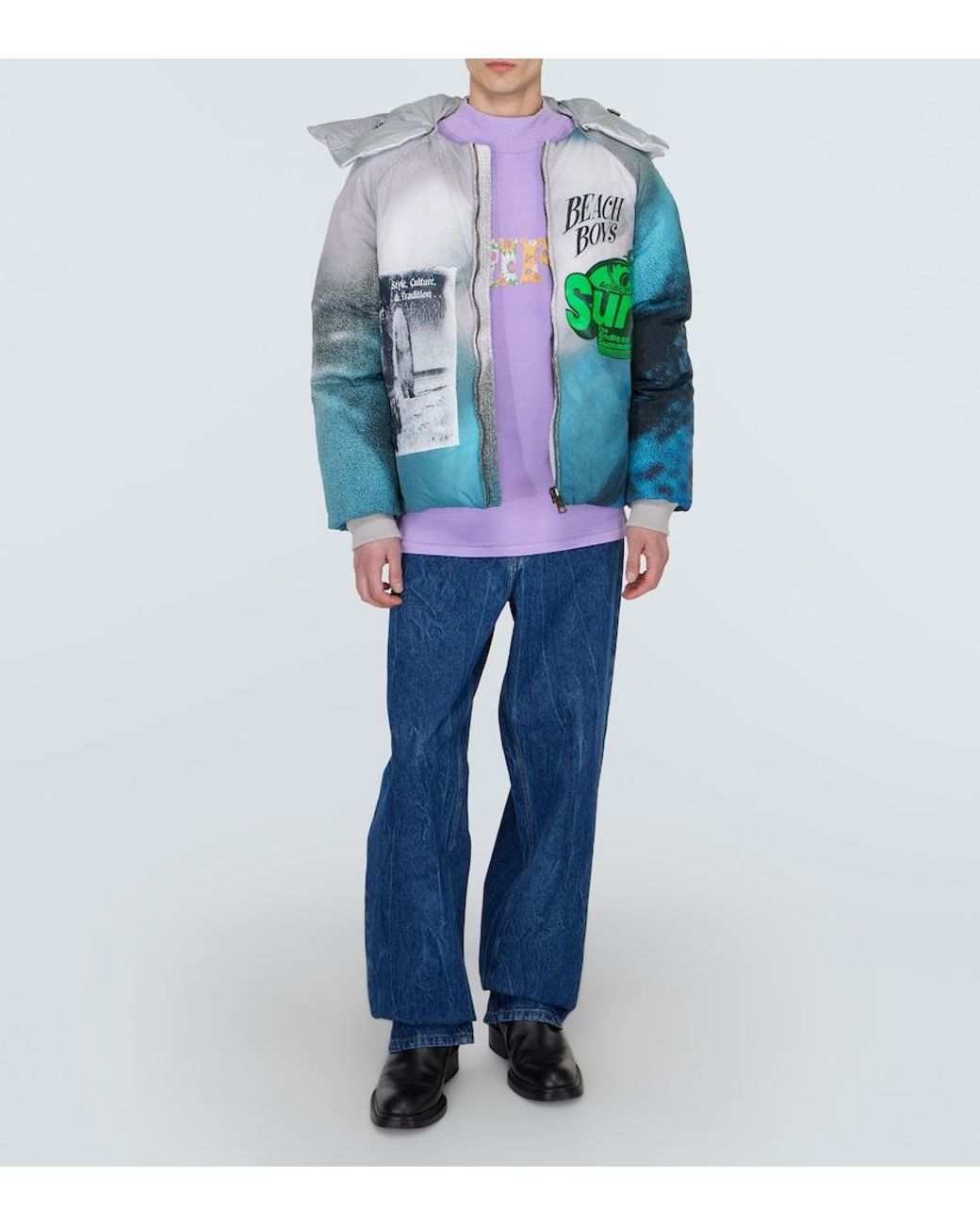 ERL Blue Printed Puffer Jacket for men