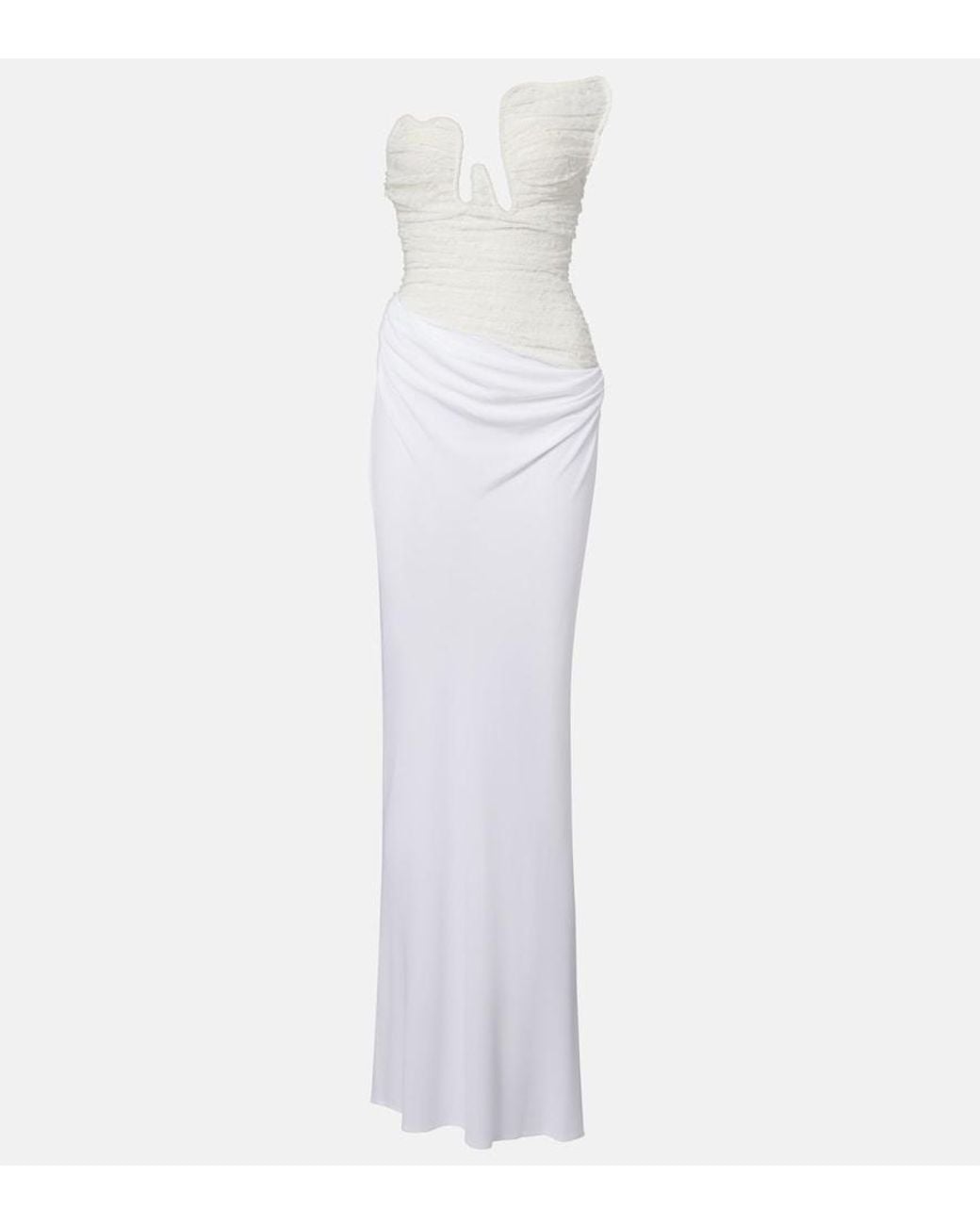 Christopher Esber White Salacia Ruched Lace And Jersey Gown