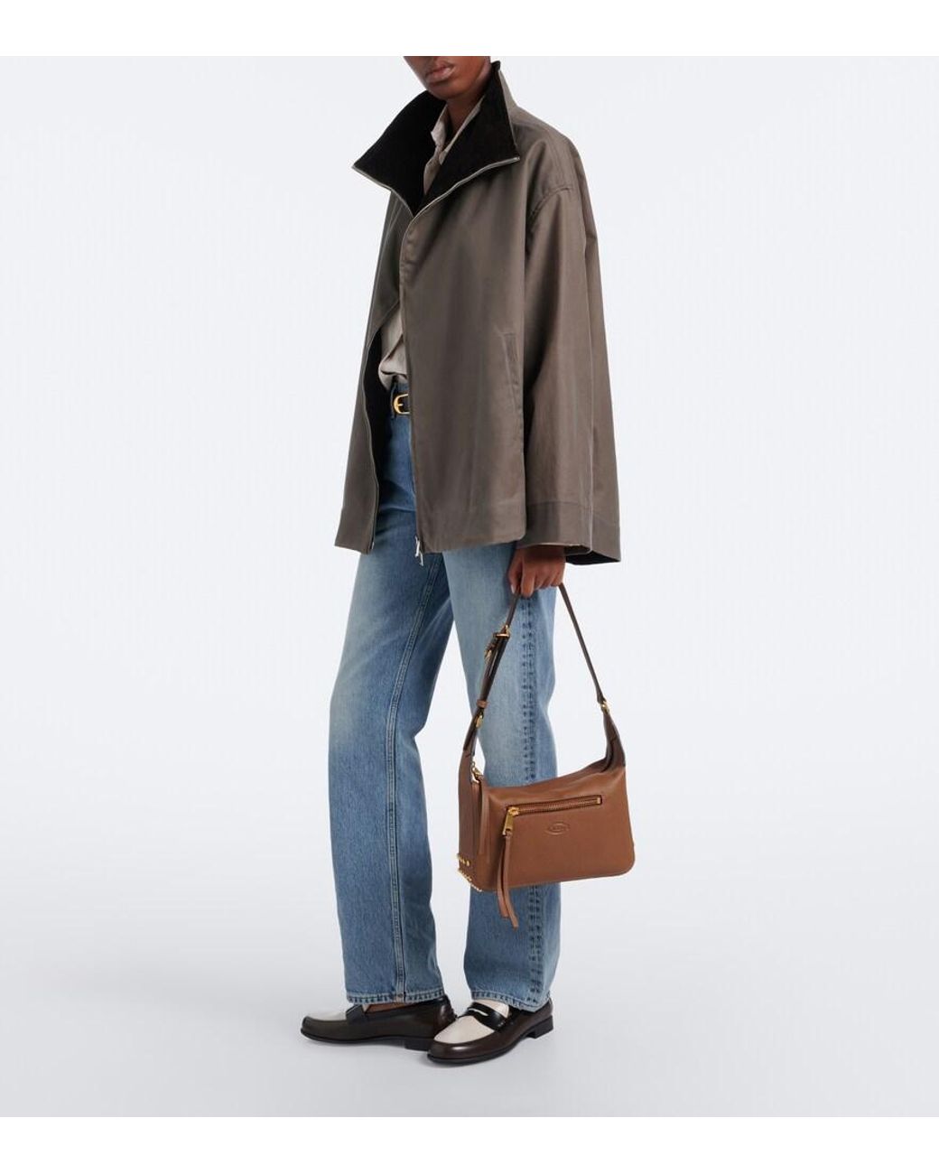Tod's Brown Metal Dots Mini Leather Shoulder Bag
