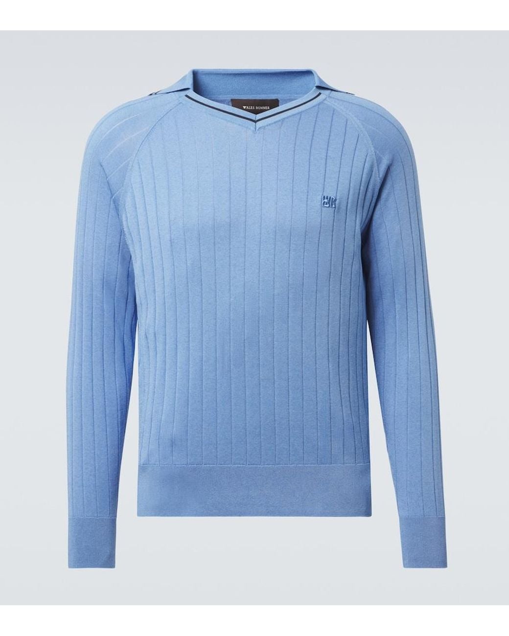 Wales Bonner Blue Roots Polo Sweater for men