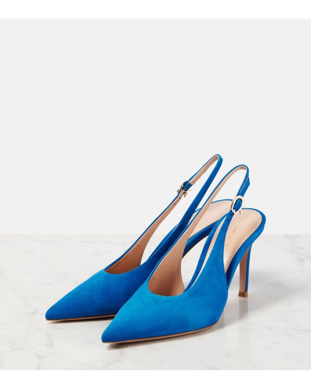 Gianvito Rossi Blue Robbie Suede Slingback Pumps