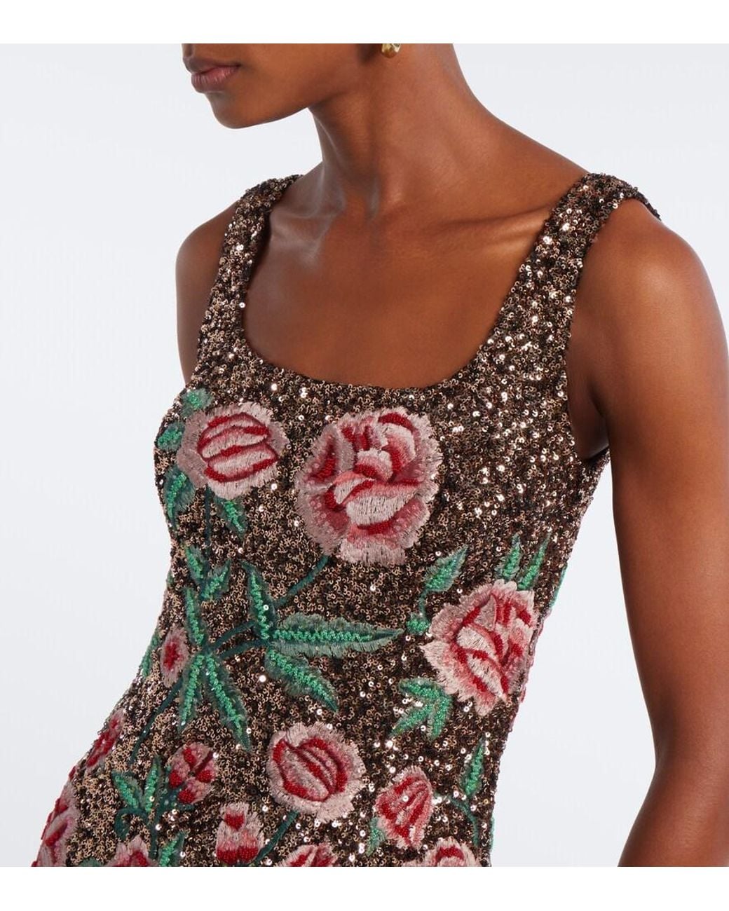 La Fuori Purple Antique Bloom Sequined Gown