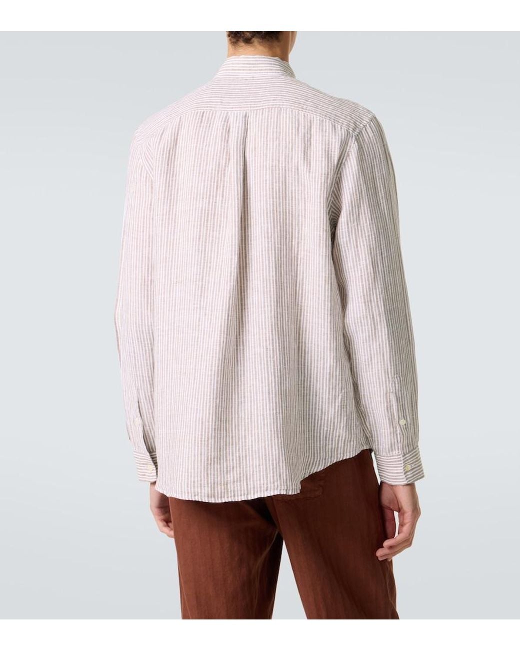 Frescobol Carioca Pink Telles Striped Linen Shirt for men