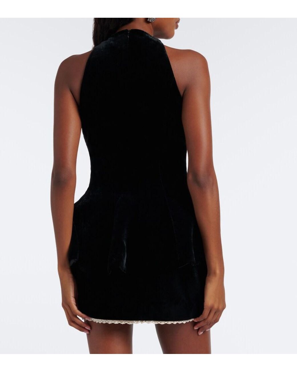 Magda Butrym Black Draped Peplum Velvet Top