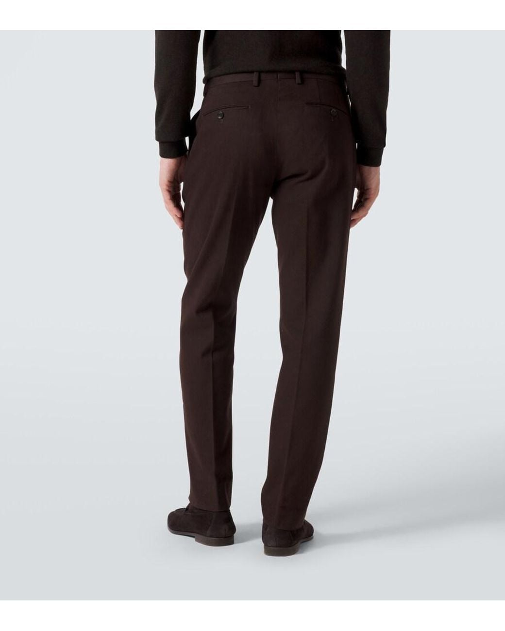 Zegna Gray Cotton And Cashmere Slim Pants for men