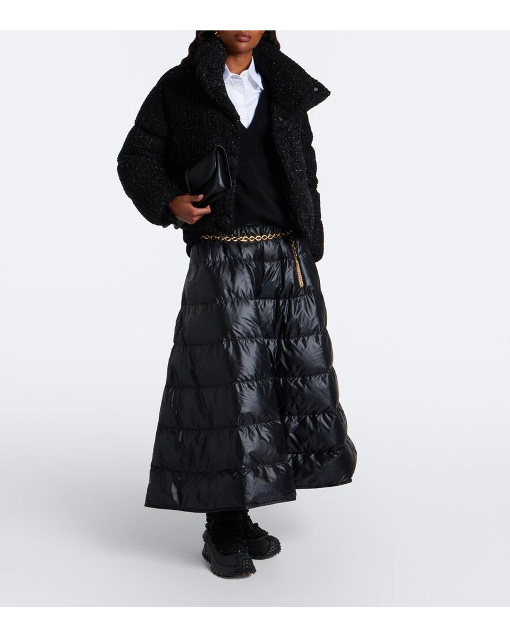 Moncler Black Quilted Down Skirt
