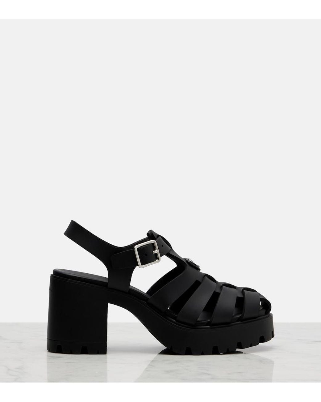 Prada Black Monolith Sandals