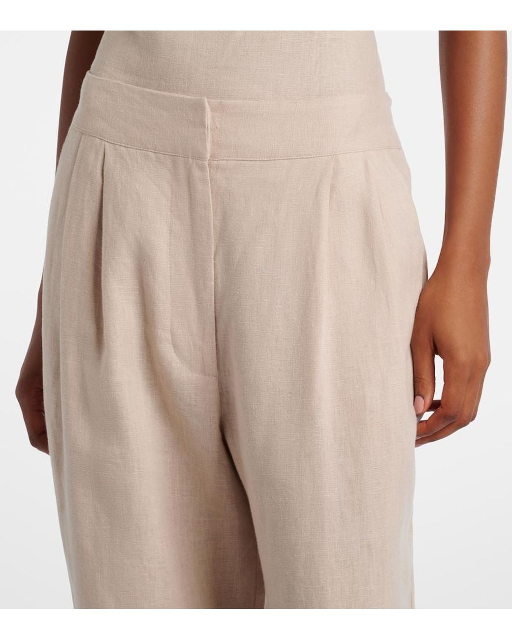 Asceno Natural Rivello Linen Wide-Leg Pants