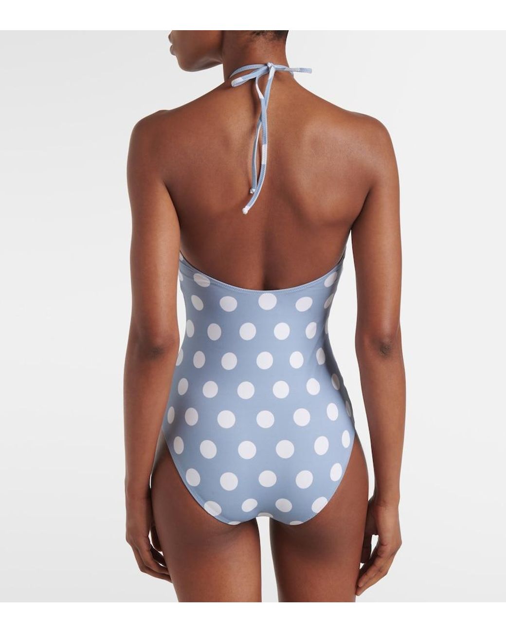 Marysia Swim Blue Avalon Halterneck Polka-Dot Swimsuit