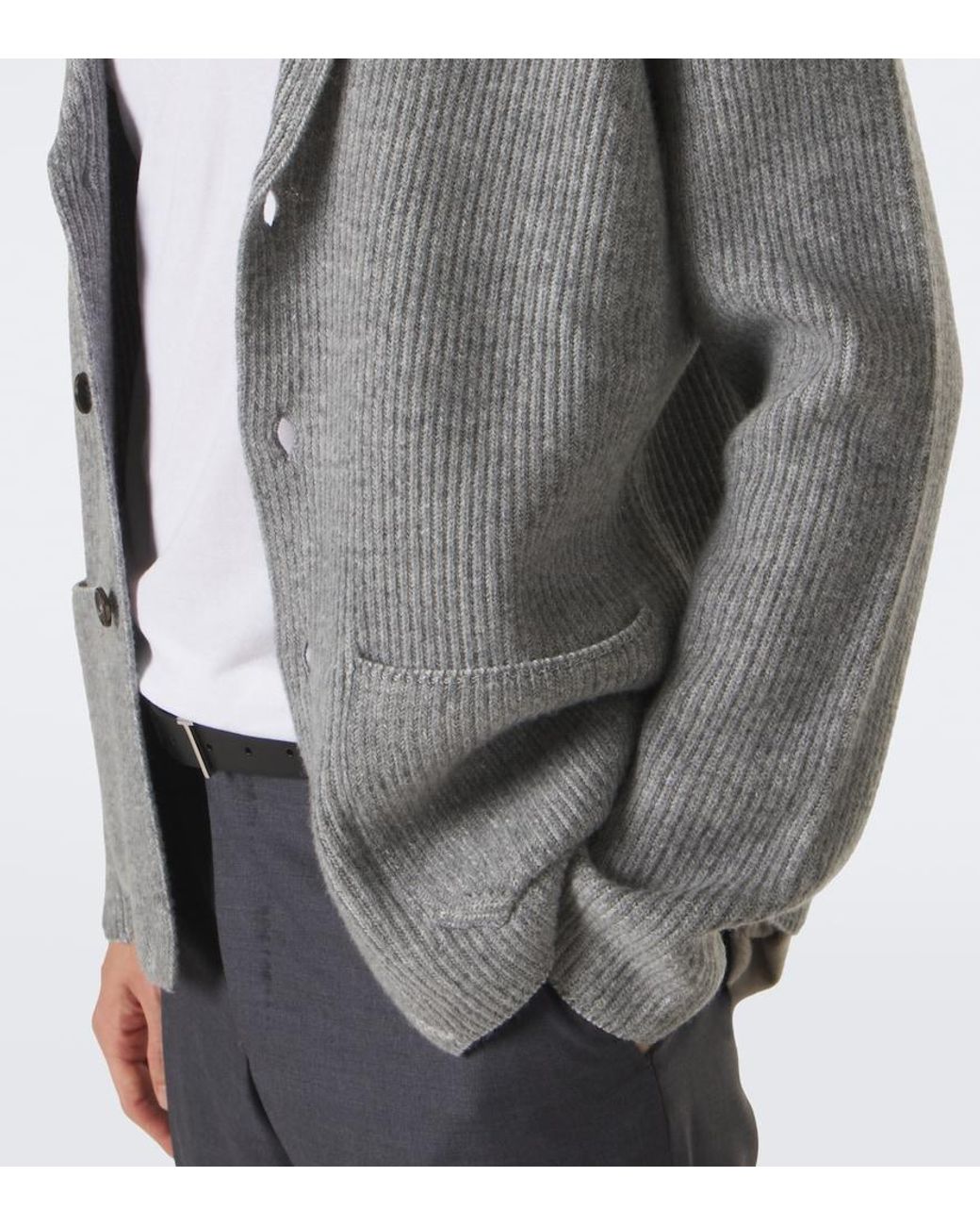 Slowear Gray Virgin Wool Cardigan for men