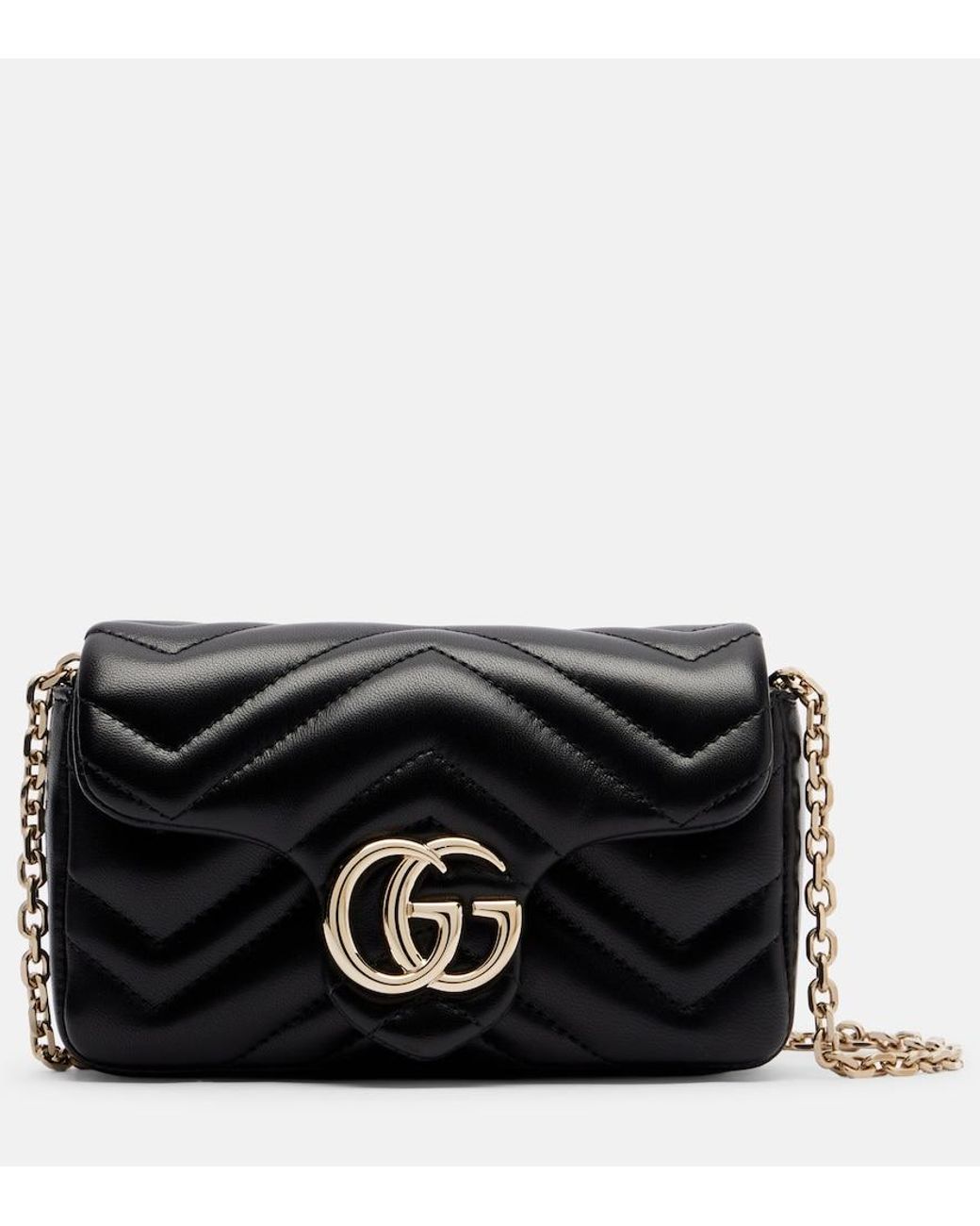 Gucci Black Gg Marmont Mini Leather Crossbody Bag