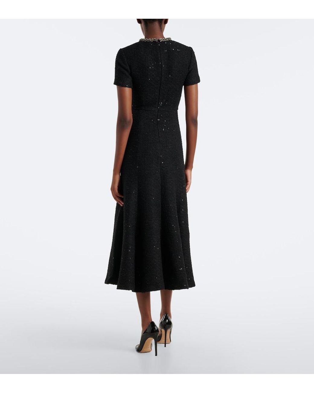 Roland Mouret Black Embellished Boucle Cocktail Dress