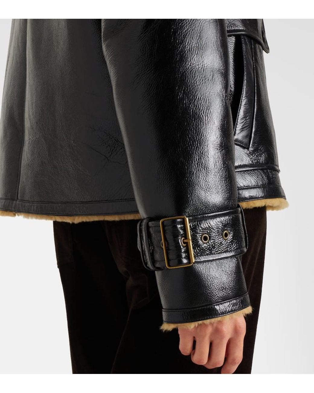 Veronica Beard Black Danika Shearling-Lined Leather Jacket