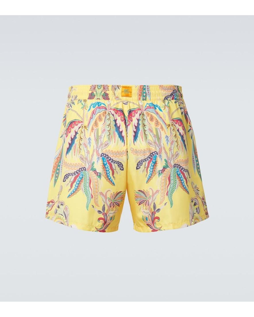 Etro Yellow Printed Swim Trunks for men