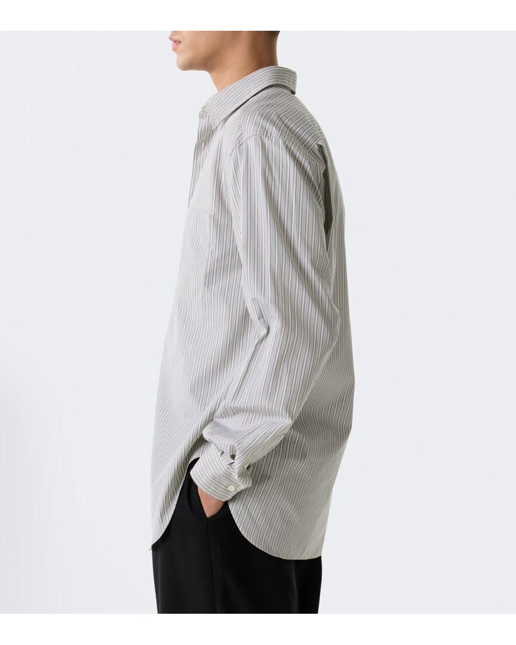 The Row Gray Uday Striped Cotton Poplin Shirt for men