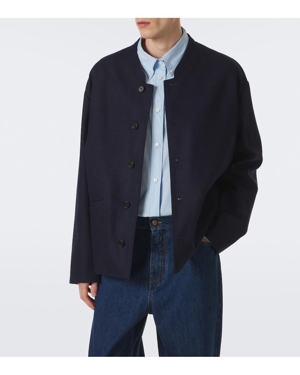 Jil Sander Blue Wool Overshirt for men