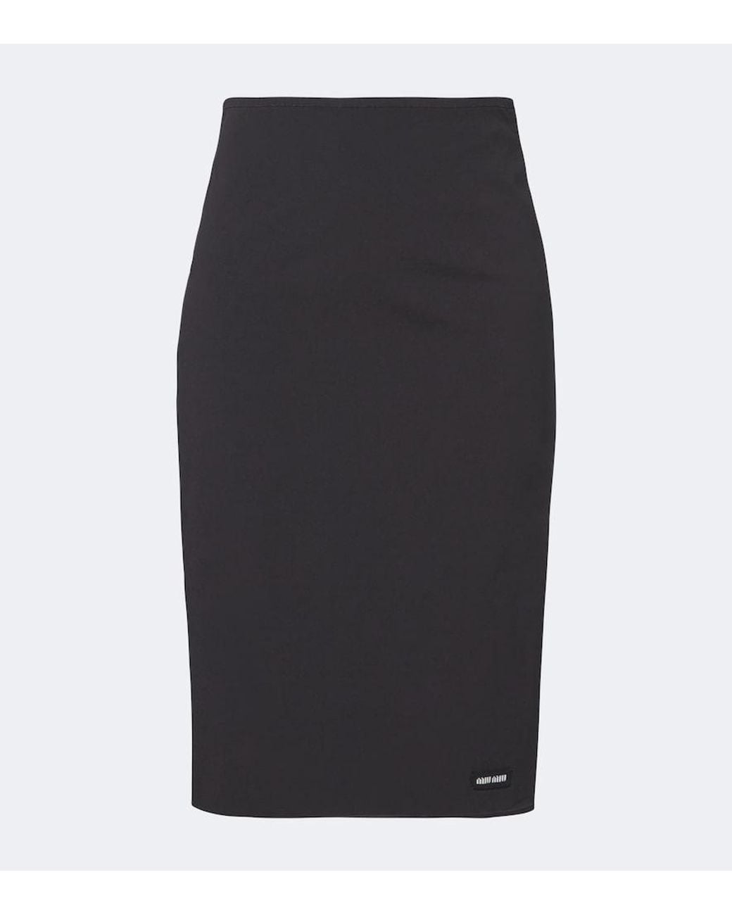 Miu Miu Gray Cotton-Blend Poplin Pencil Skirt
