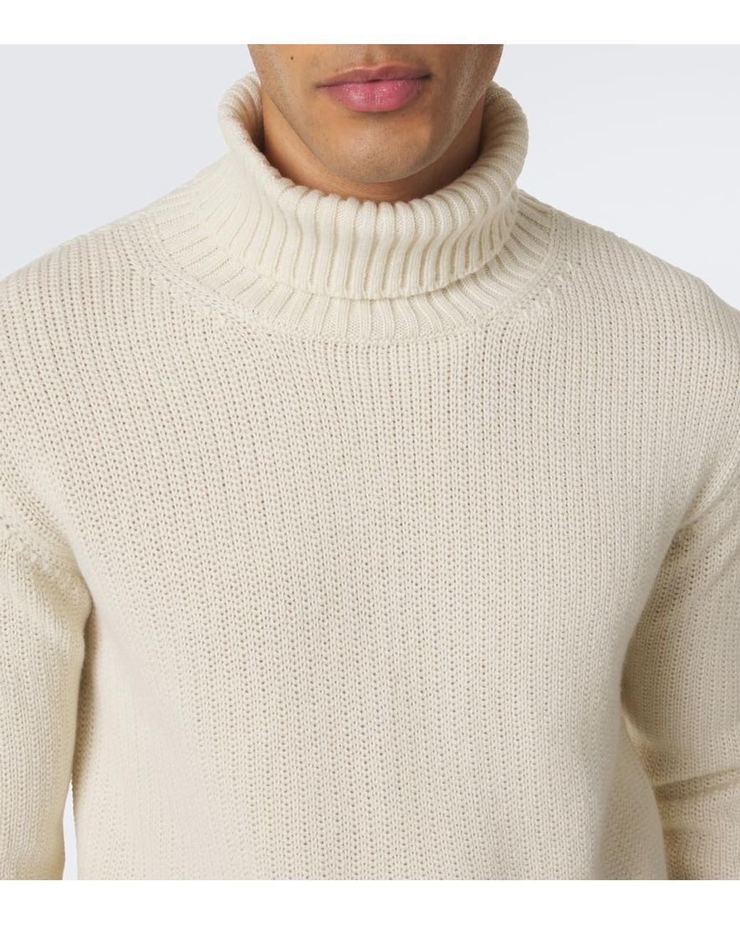 STÒFFA White Cashmere Turtleneck Sweater for men
