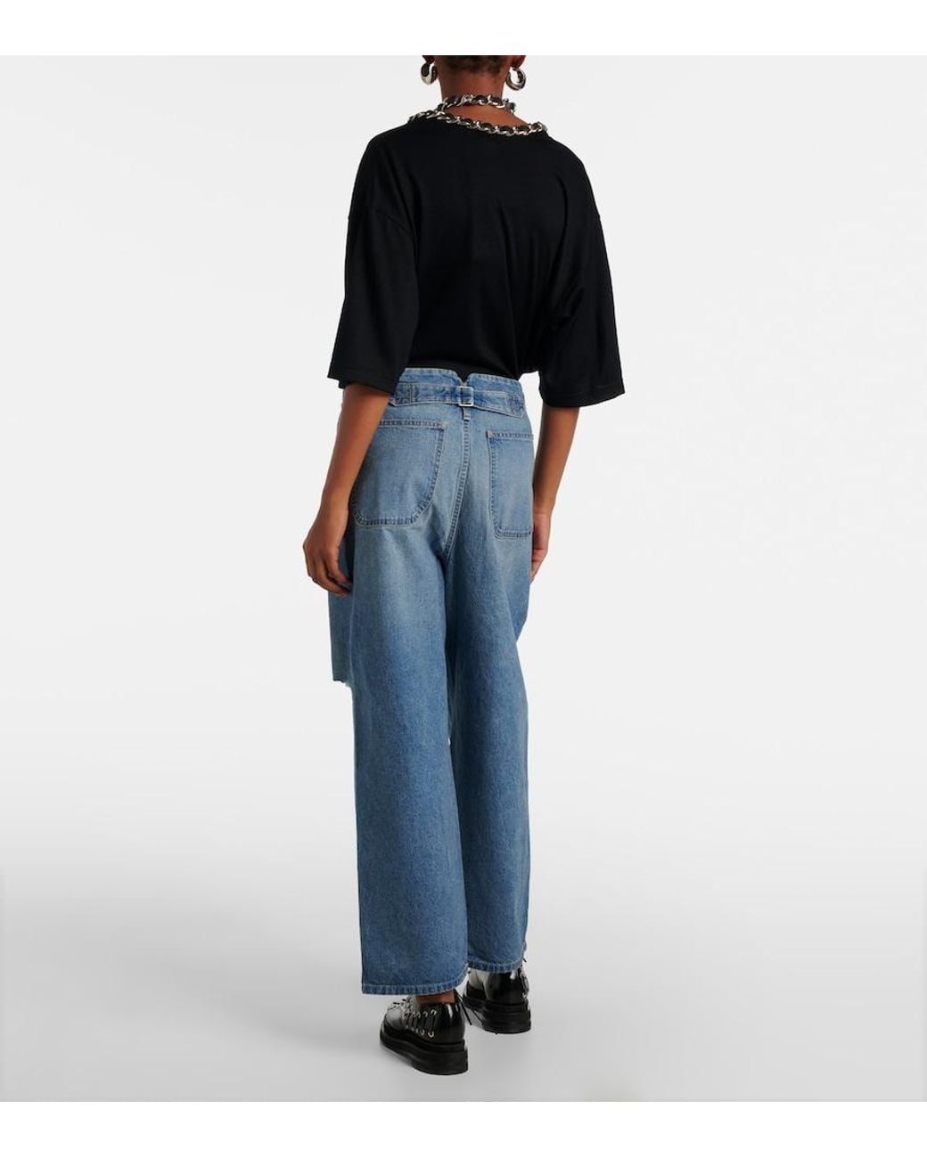 Junya Watanabe Blue Cutout Wide-Leg Cotton Jeans
