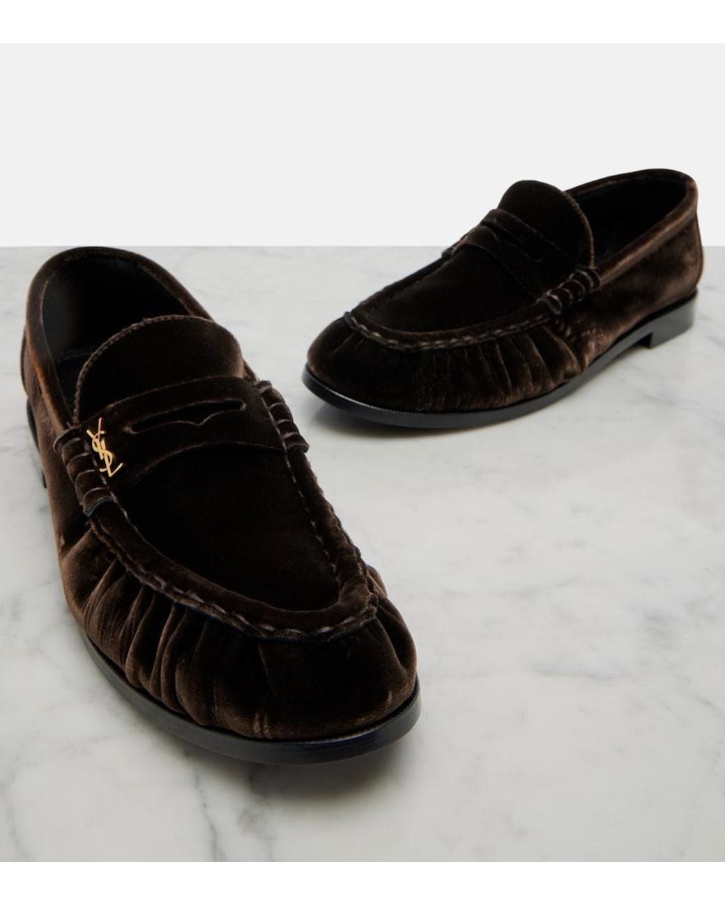 Saint Laurent Black Le Loafer Velvet Penny Loafers