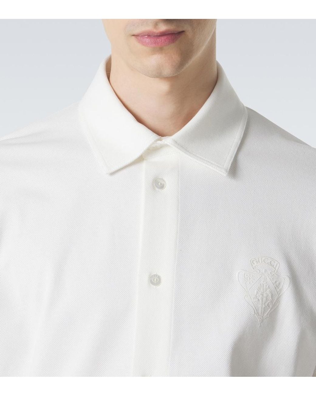 Gucci White Cotton-Blend Pique Shirt for men