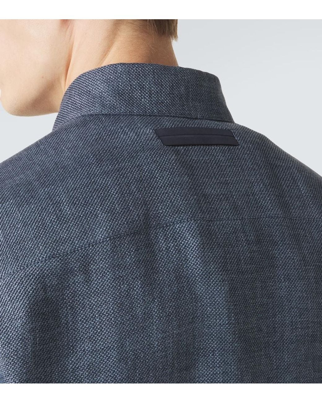 Zegna Blue Cashmere, Linen And Silk Overshirt for men