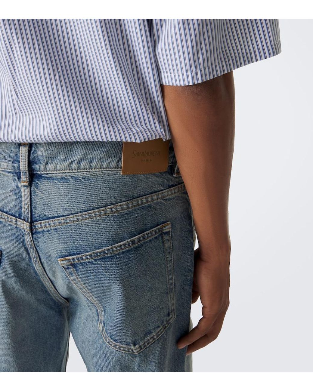Saint Laurent Blue Faded Wide-Leg Jeans for men