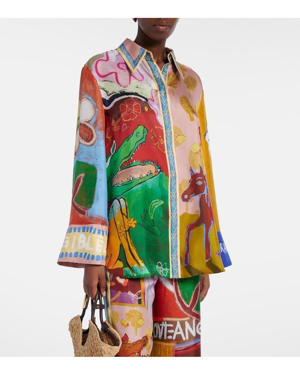 ALÉMAIS Multicolor X Mlak Printed Silk Twill Shirt