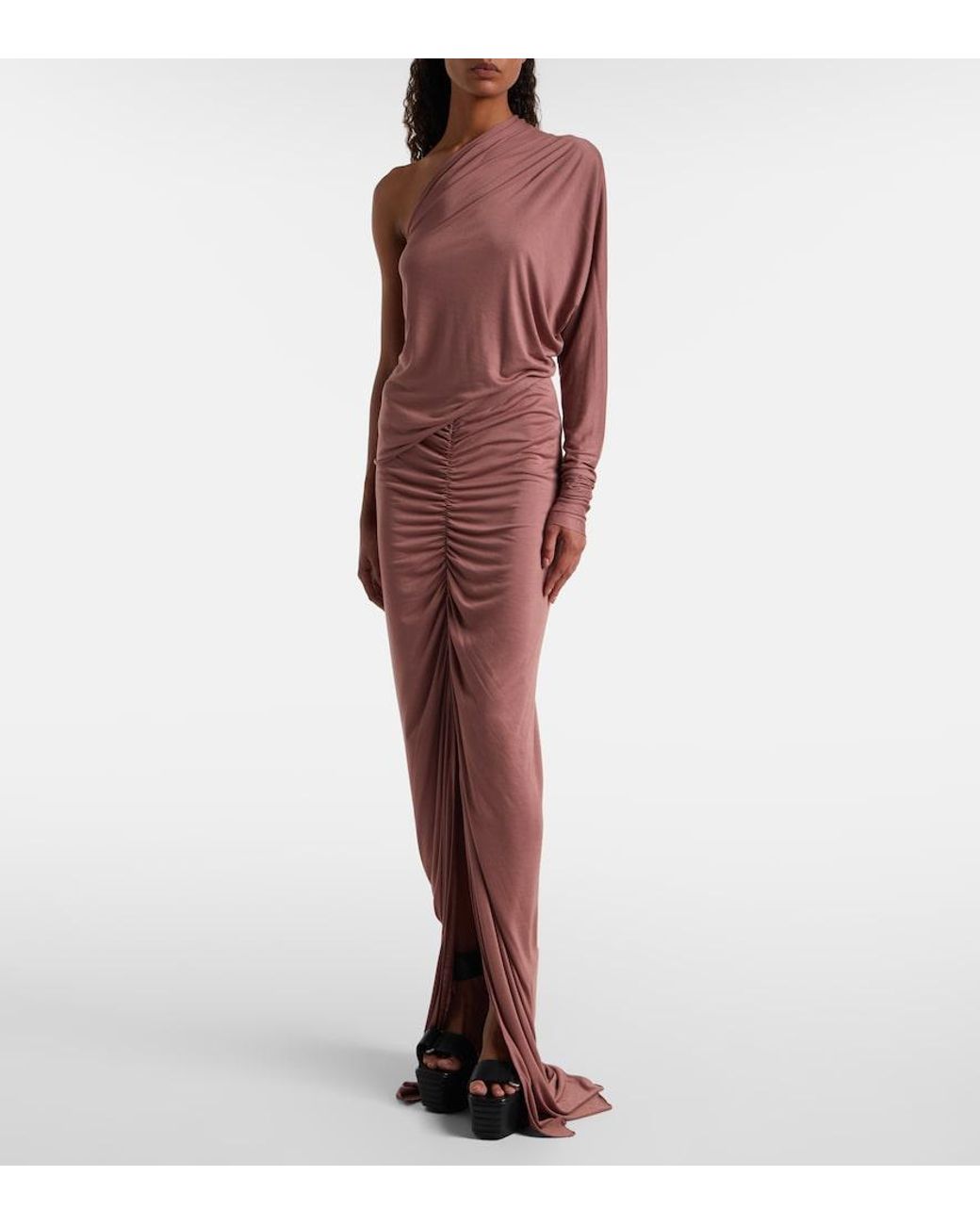 Rick Owens Pink Diana One-Shoulder Jersey Top