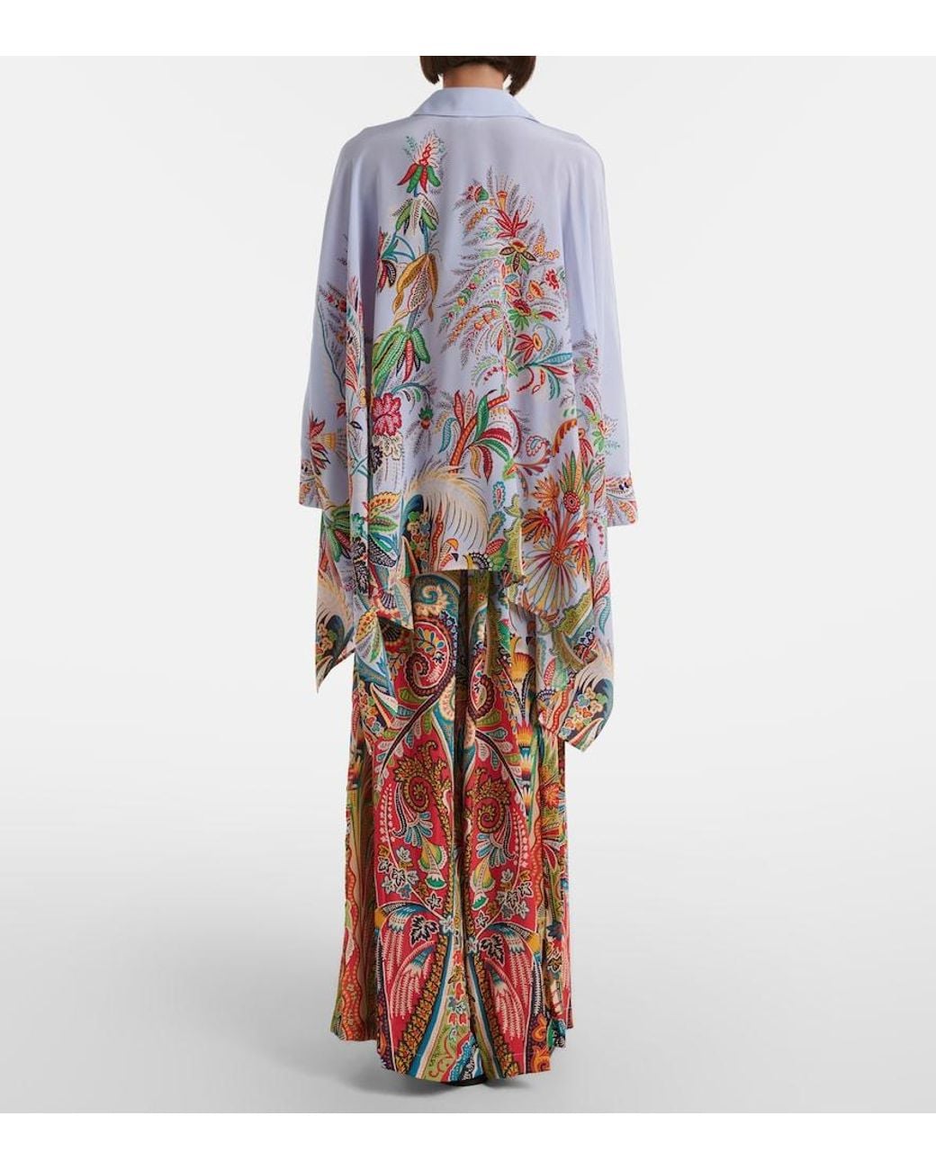 Etro Blue Paisley Wide-Leg Pants