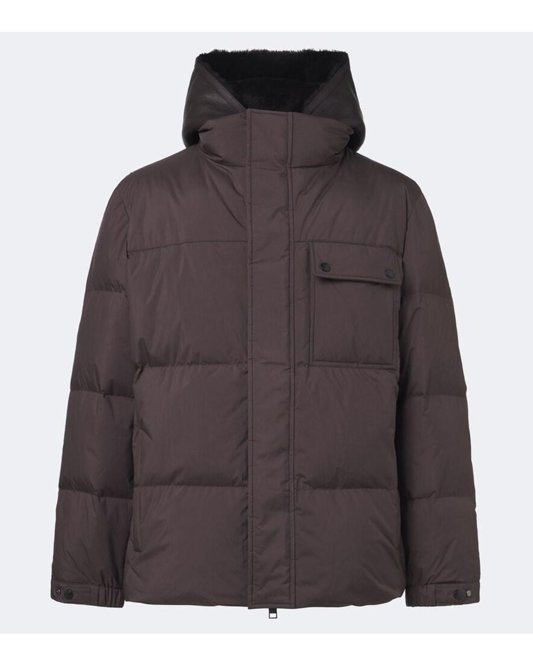 Yves Salomon Brown Shearling-Trimmed Down Jacket for men