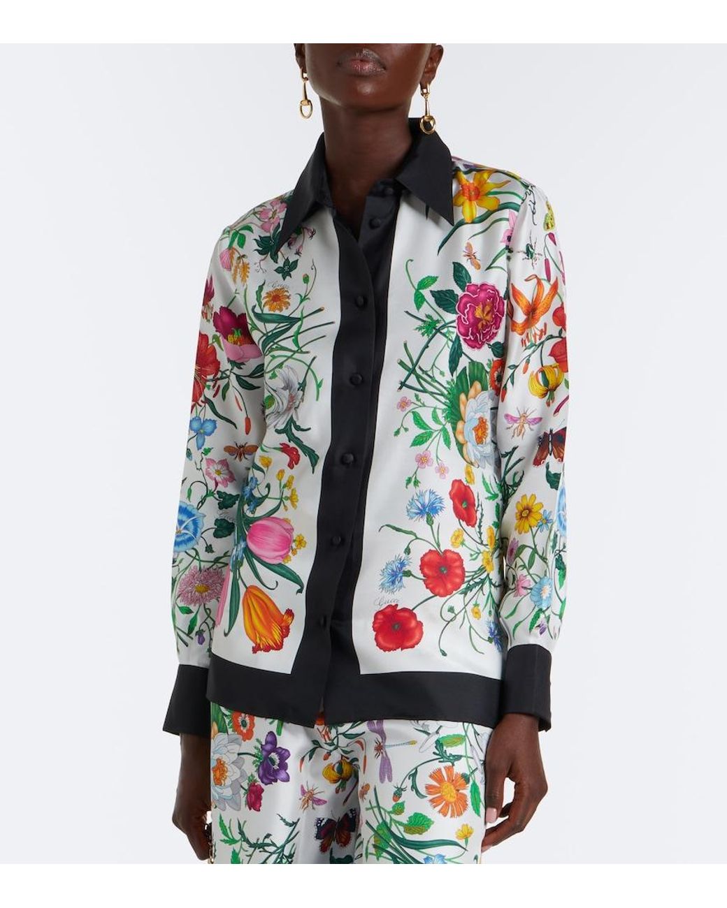 Gucci Multicolor Flora Silk Twill Shirt