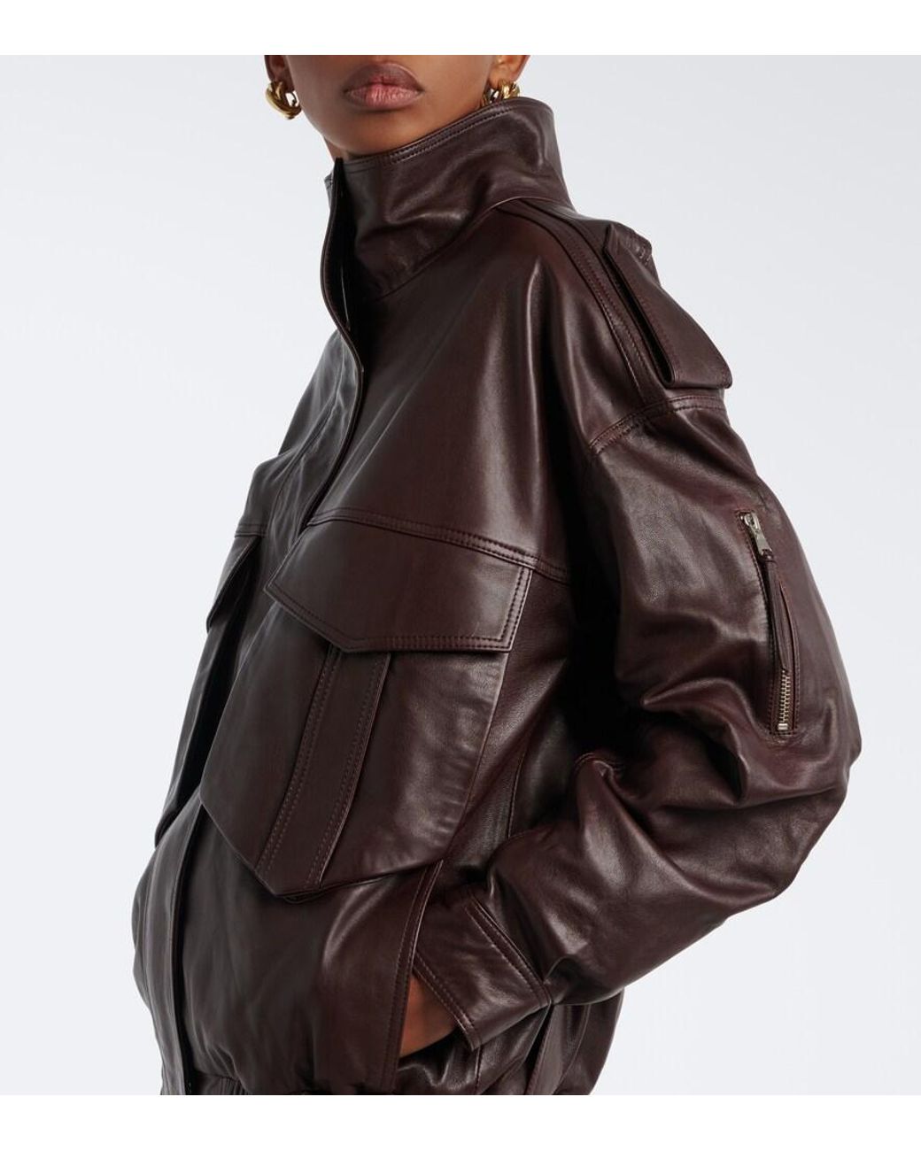 Frankie Shop Brown Napa Leather Jacket