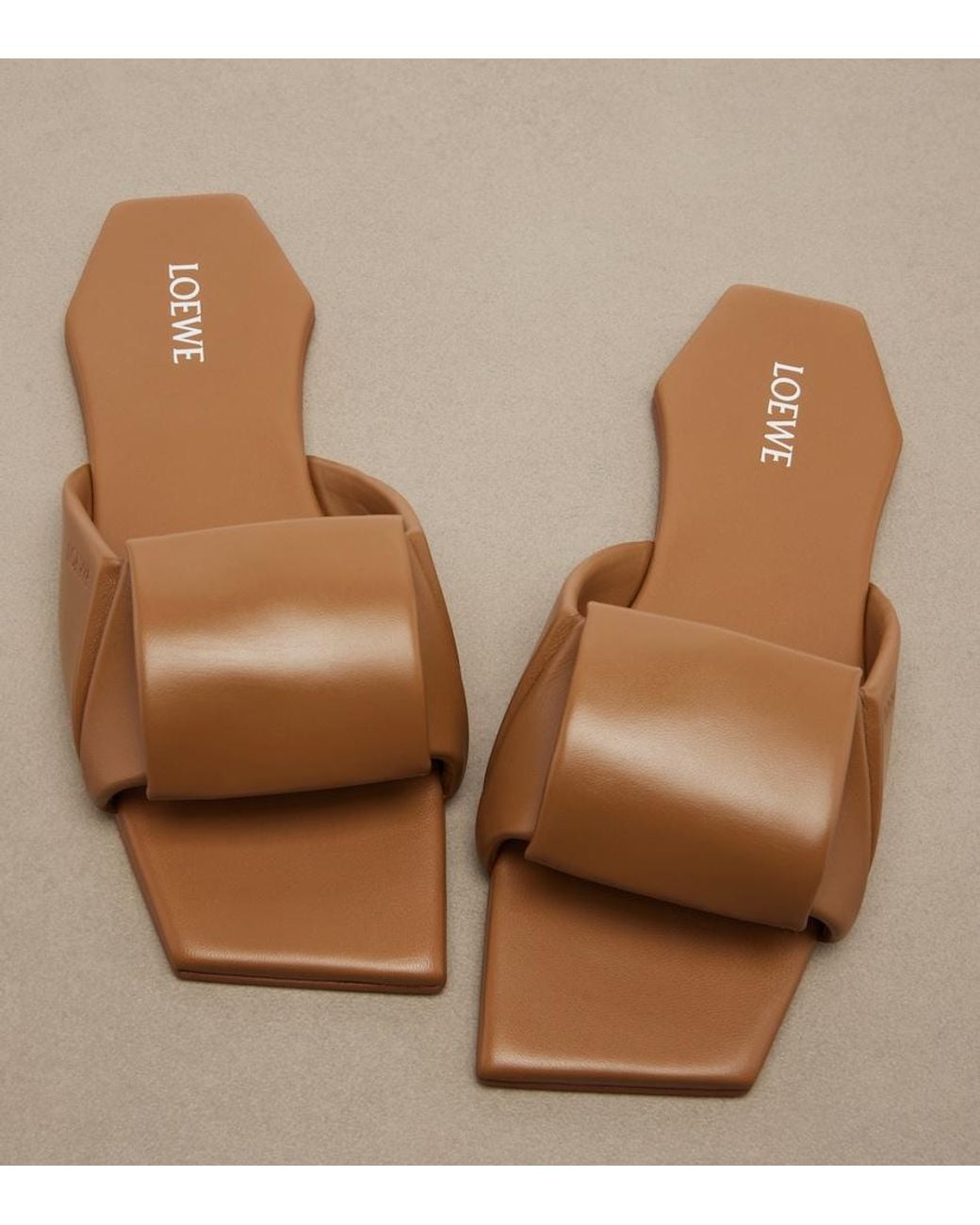 Loewe Brown Origami Leather Slides