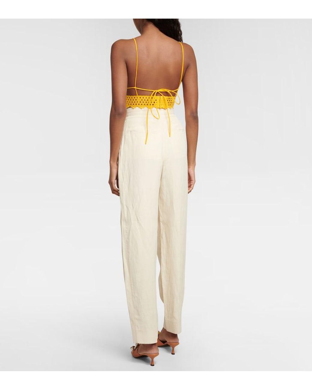 Stella McCartney Yellow Broderie Anglaise Crop Top