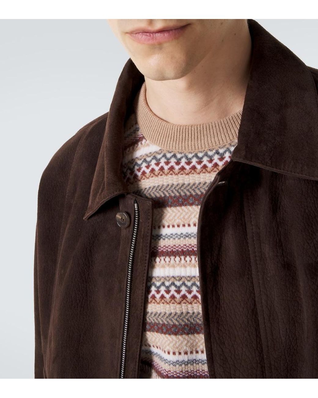 Eleventy Brown Jacquard Wool Sweater for men