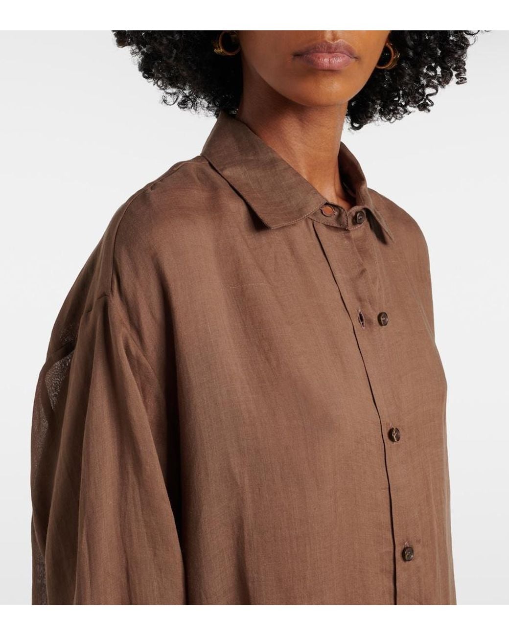 Leset Brown Niko Oversized Ramie Shirt