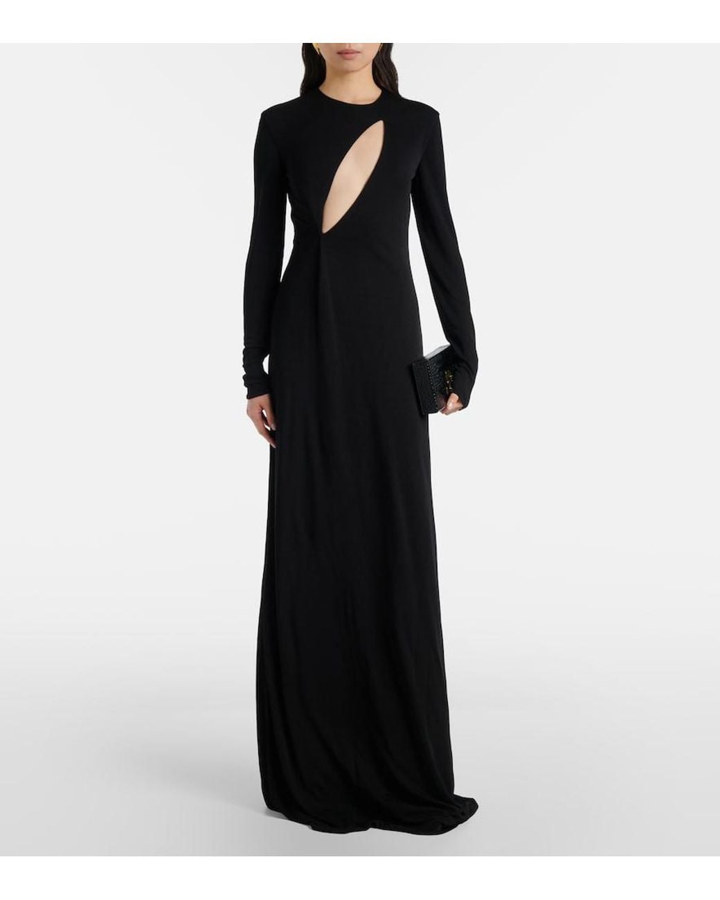 Tom Ford Black Cutout Crepe Jersey Gown