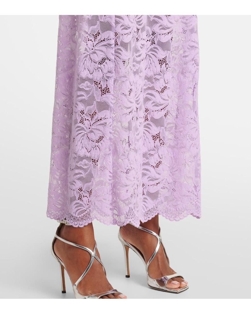 Rabanne Purple Lace Off-Shoulder Dress