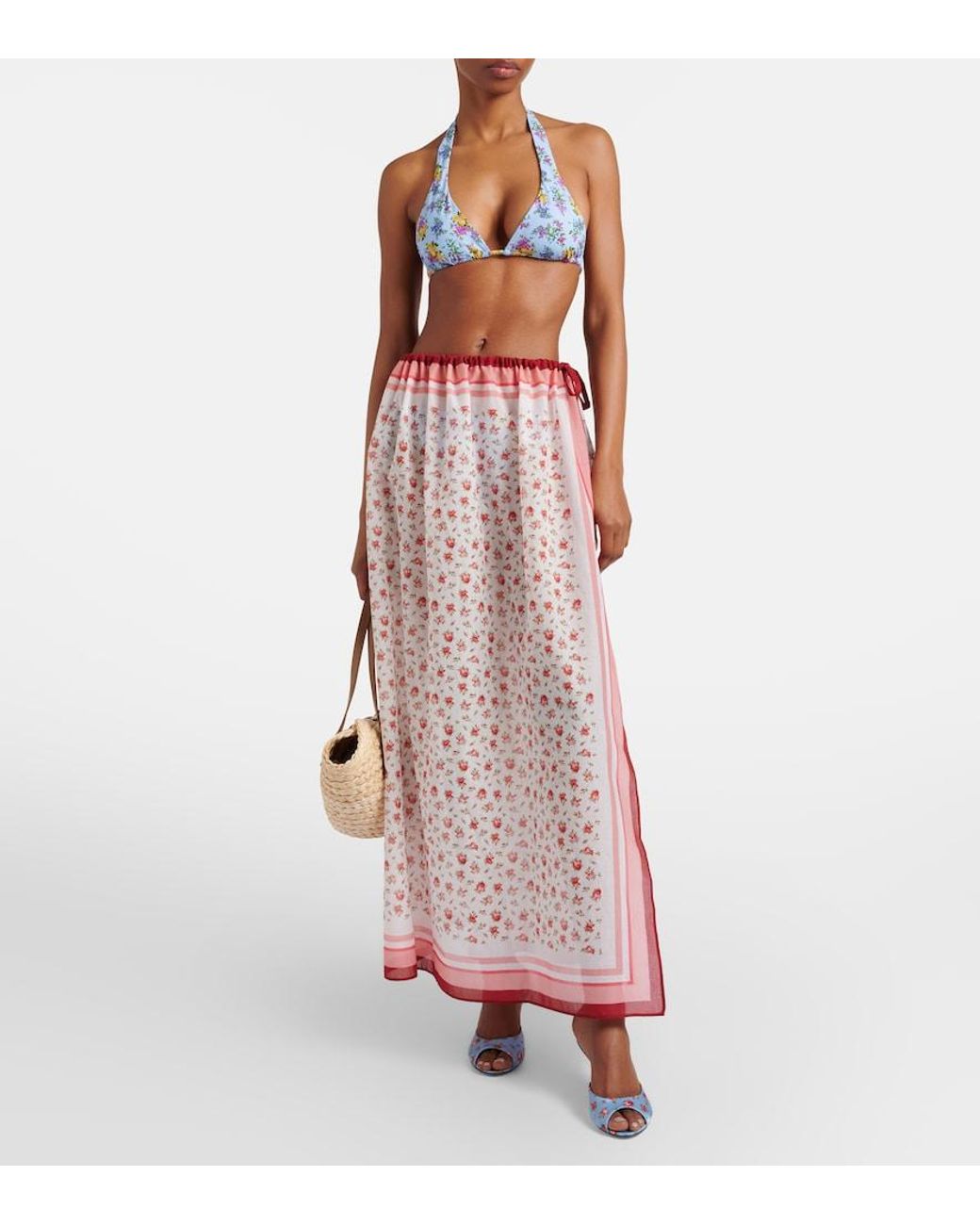 Dolce & Gabbana Pink Floral Cotton Beach Cover-Up
