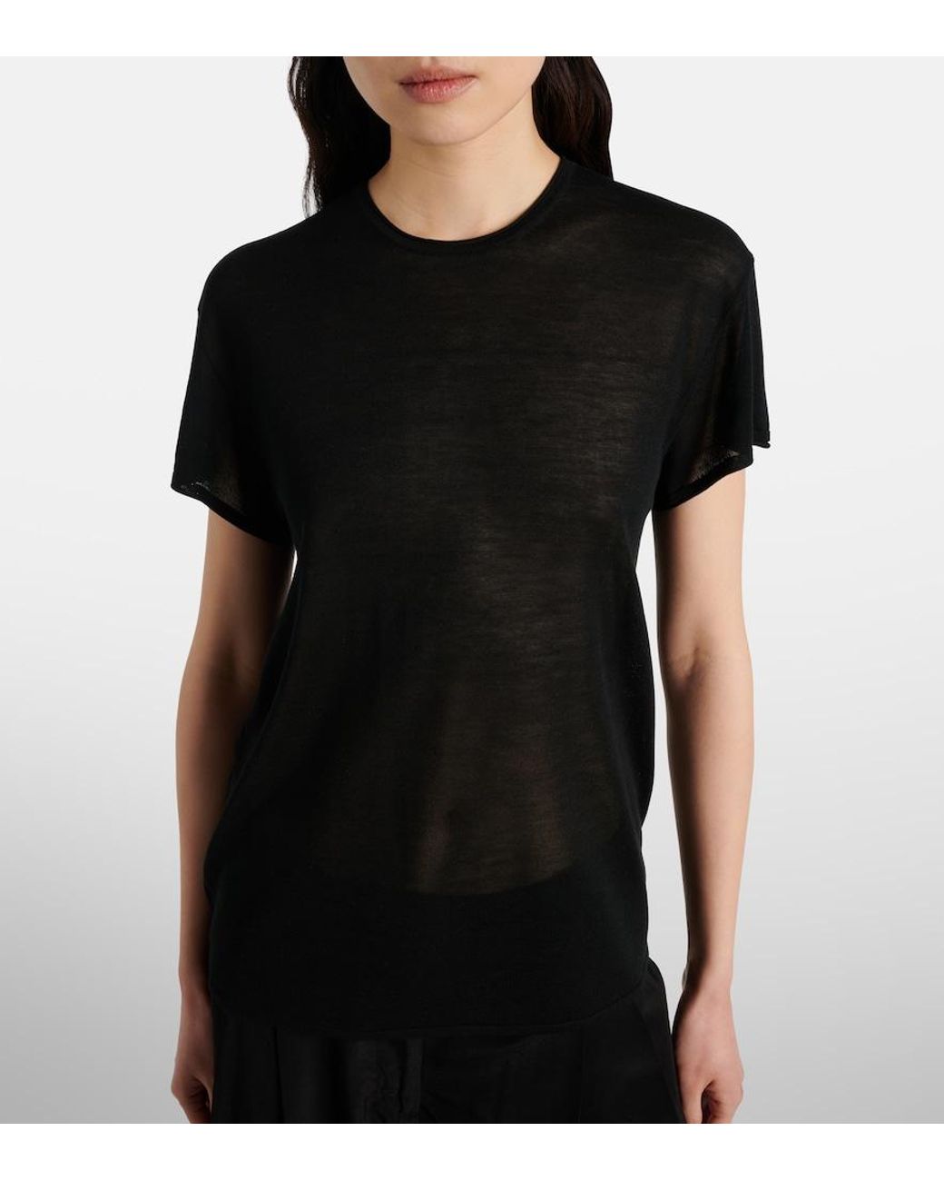 Totême  Black Knitted Silk T-Shirt