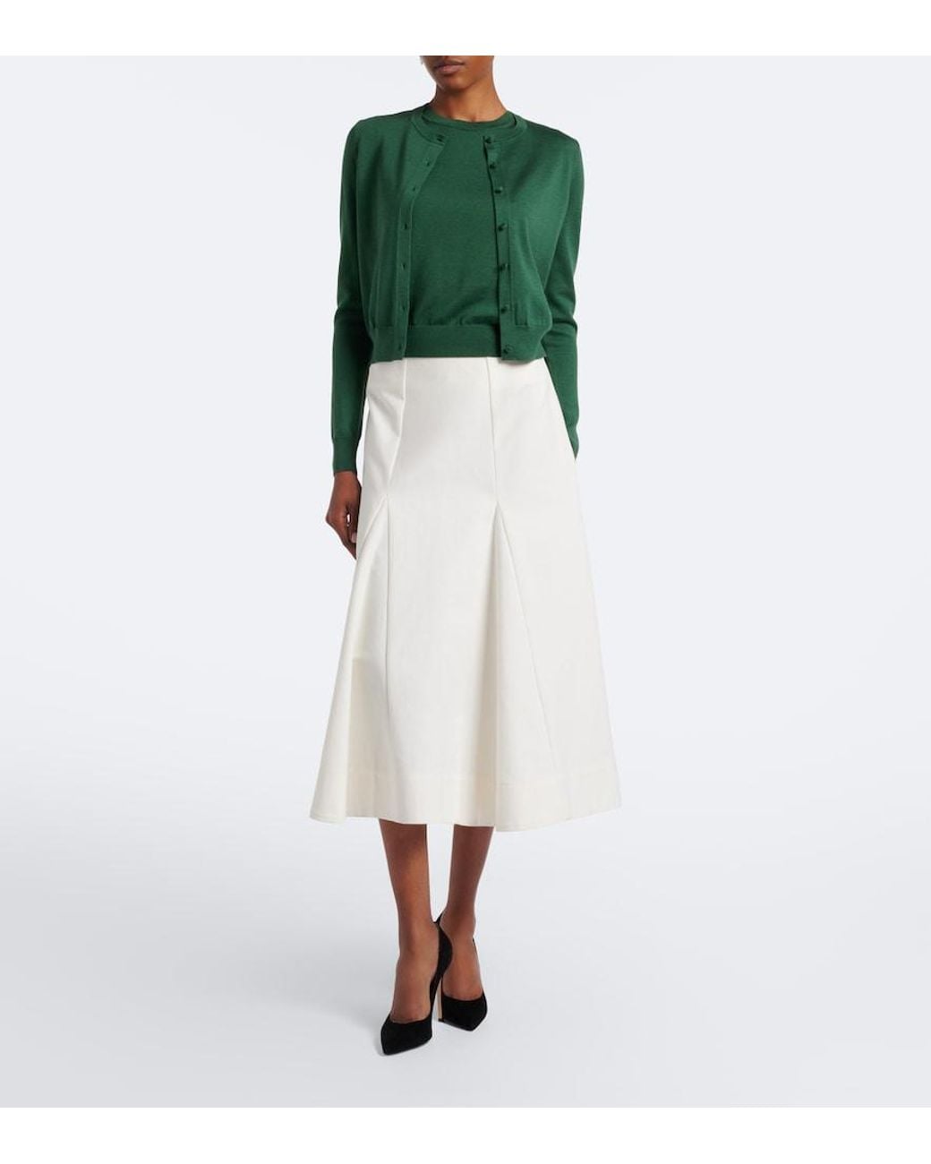 Carolina Herrera Green Silk And Cotton Cardigan