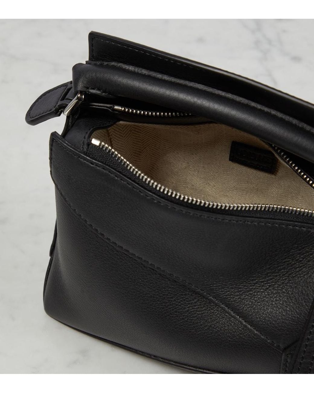 Loewe Black Puzzle Edge Mini Leather Top-Handle Bag
