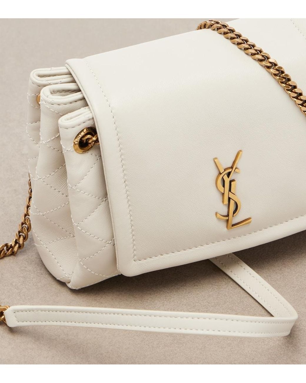 Saint Laurent Natural Nolita Mini Leather Shoulder Bag