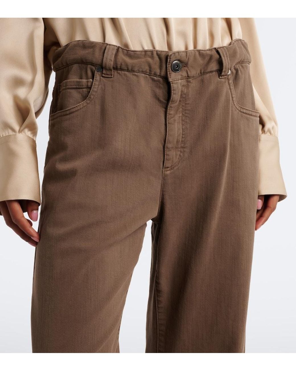 Brunello Cucinelli Brown Monili Wide-Leg Jeans