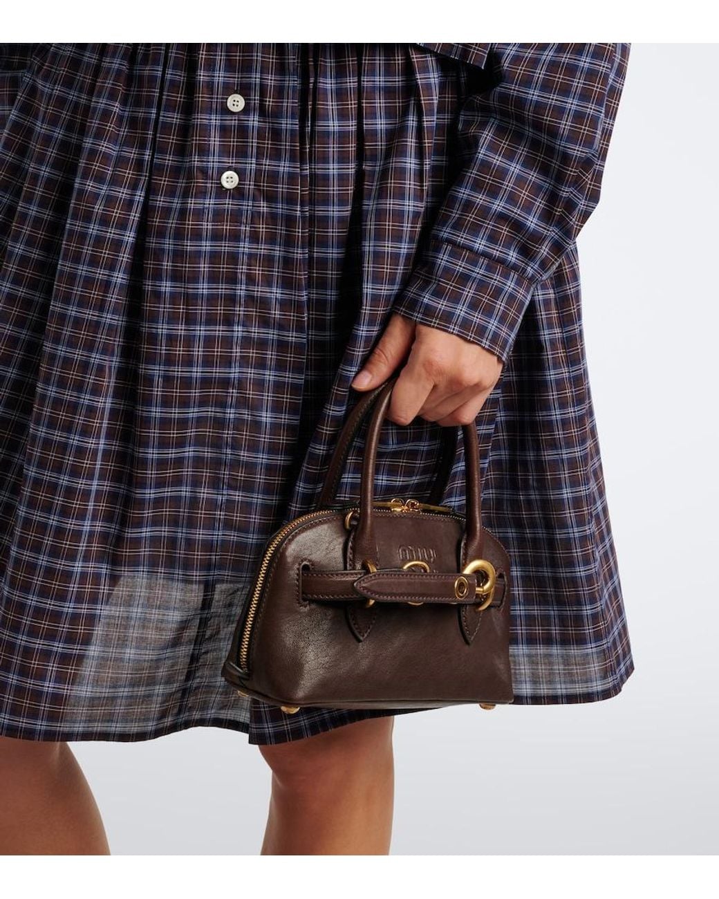 Miu Miu Brown Aventure Mini Leather Top-Handle Bag